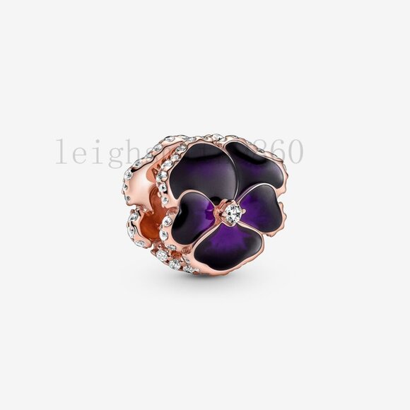 Pandora Deep Purple Pansy Flower Charm - Picture 1 of 5